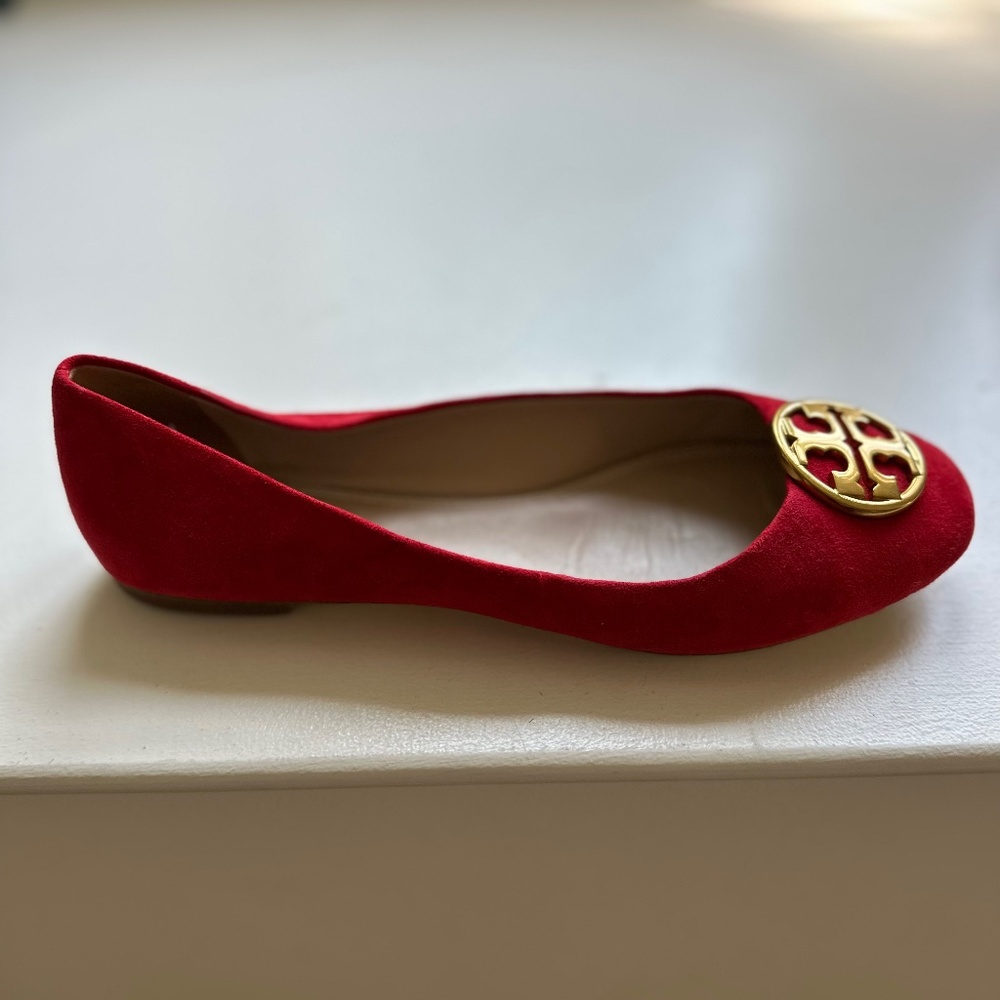 Tory Burch Red Suede Ballet Flat
